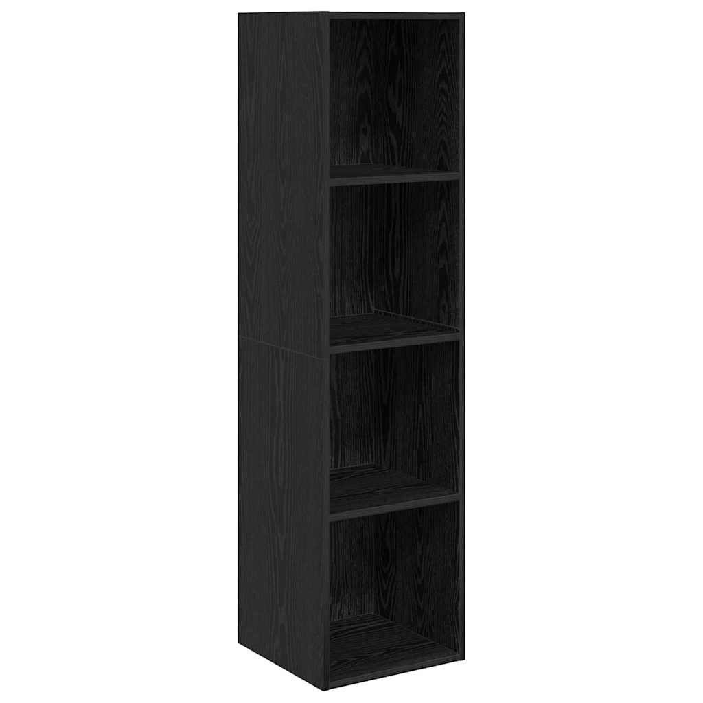 TV Cabinet Set Wall-mounted 4 pcs Black Oak Engineered Wood