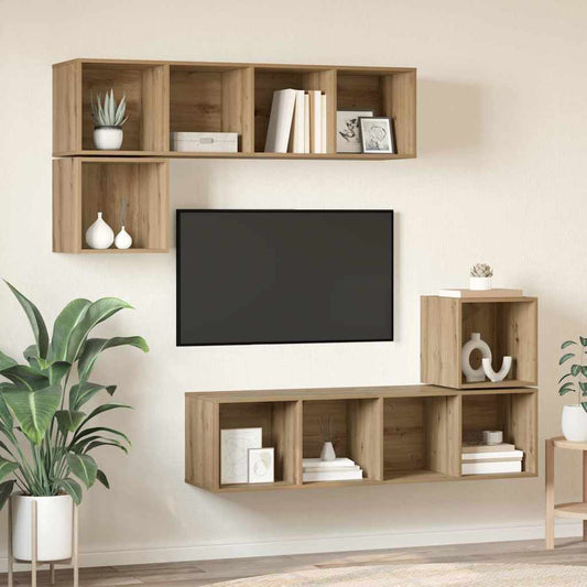 TV Cabinet Set Wall-mounted 4 pcs Artisan Oak Engineered Wood