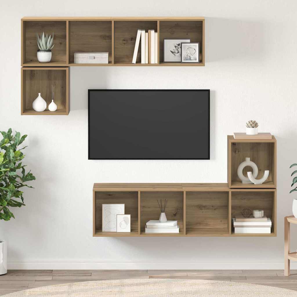 TV Cabinet Set Wall-mounted 4 pcs Artisan Oak Engineered Wood