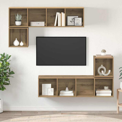 TV Cabinet Set Wall-mounted 4 pcs Artisan Oak Engineered Wood