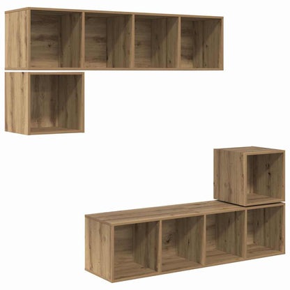 TV Cabinet Set Wall-mounted 4 pcs Artisan Oak Engineered Wood