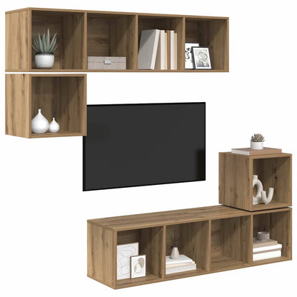 TV Cabinet Set Wall-mounted 4 pcs Artisan Oak Engineered Wood