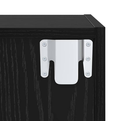 TV Cabinet Set Wall-mounted 3 pcs Black Oak Engineered Wood