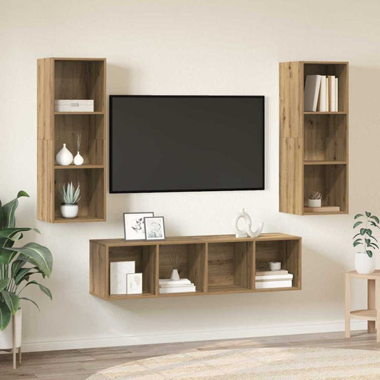 TV Cabinet Set Wall-mounted 3 pcs Artisan Oak Engineered Wood