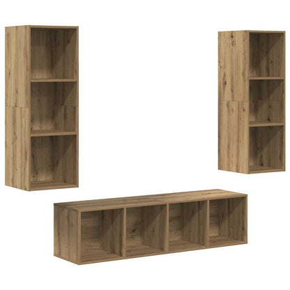 TV Cabinet Set Wall-mounted 3 pcs Artisan Oak Engineered Wood