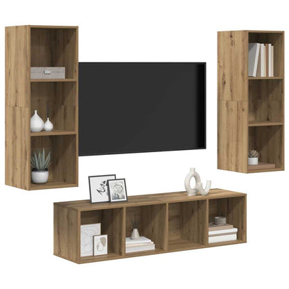 TV Cabinet Set Wall-mounted 3 pcs Artisan Oak Engineered Wood