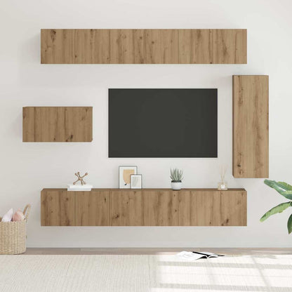 TV Cabinet Set Wall-mounted 8 pcs Artisan oak Engineered Wood