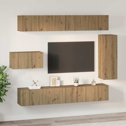 TV Cabinet Set Wall-mounted 8 pcs Artisan oak Engineered Wood