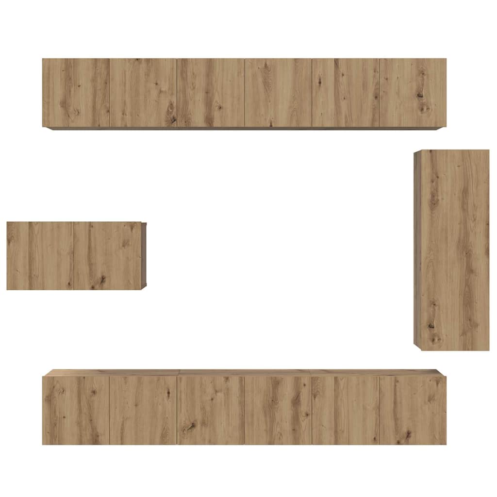 TV Cabinet Set Wall-mounted 8 pcs Artisan oak Engineered Wood