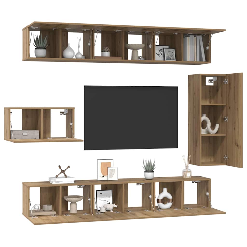 TV Cabinet Set Wall-mounted 8 pcs Artisan oak Engineered Wood