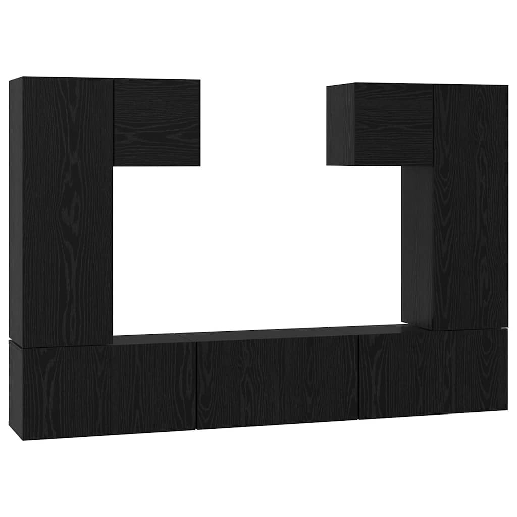 TV Cabinet Set Wall-mounted 7 pcs Black oak 180 x 30 x 120 cm