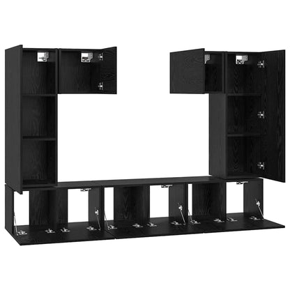 TV Cabinet Set Wall-mounted 7 pcs Black oak 180 x 30 x 120 cm