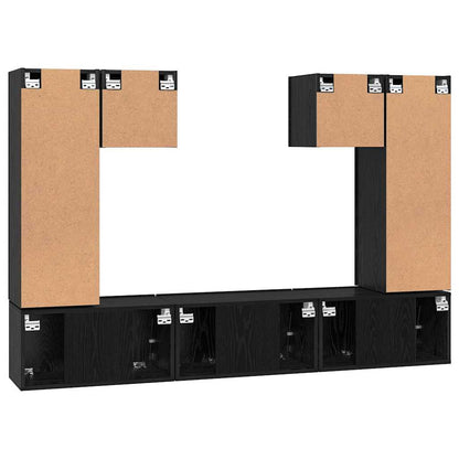 TV Cabinet Set Wall-mounted 7 pcs Black oak 180 x 30 x 120 cm