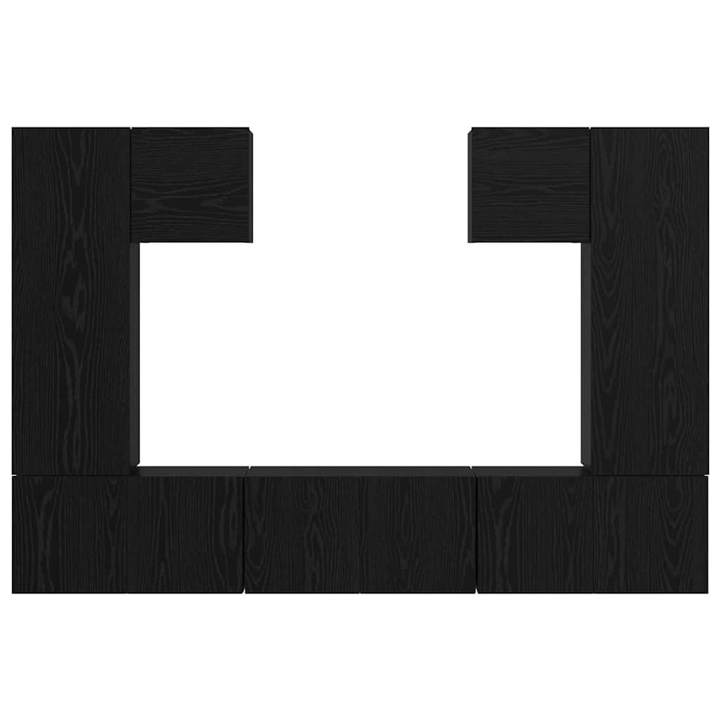 TV Cabinet Set Wall-mounted 7 pcs Black oak 180 x 30 x 120 cm