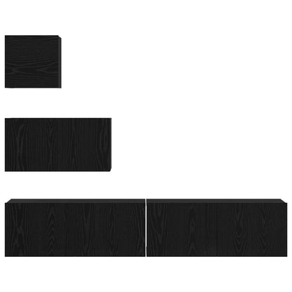 Wall TV Cabinet Wall-mounted 4 pcs Black oak 80 x 30 x 30.5 cm