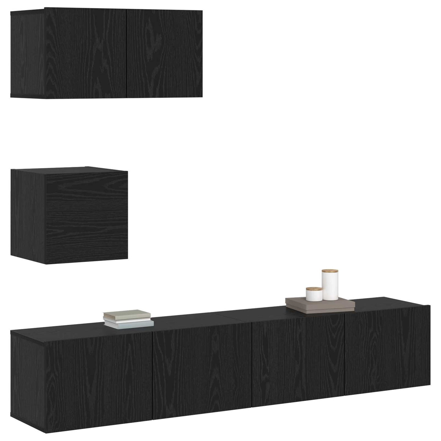 Wall TV Cabinet Wall-mounted 4 pcs Black oak 80 x 30 x 30.5 cm