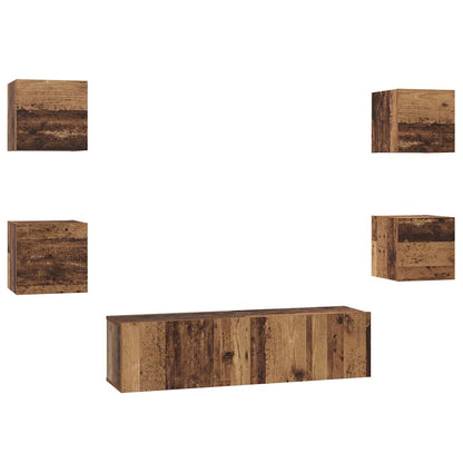 TV Cabinet Set 6 pcs Old wood Medium 120 x 30 x 30 cm