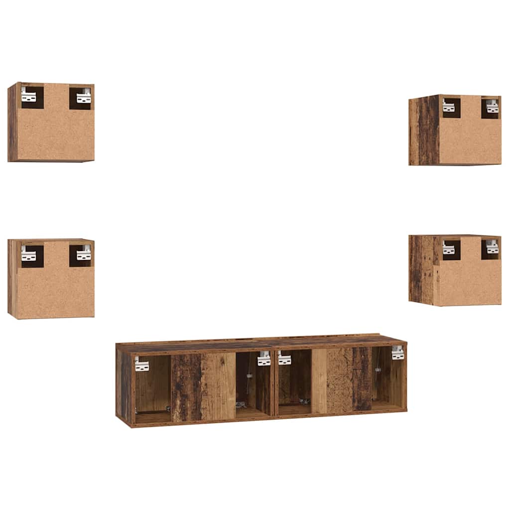 TV Cabinet Set 6 pcs Old wood Medium 120 x 30 x 30 cm