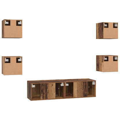 TV Cabinet Set 6 pcs Old wood Medium 120 x 30 x 30 cm