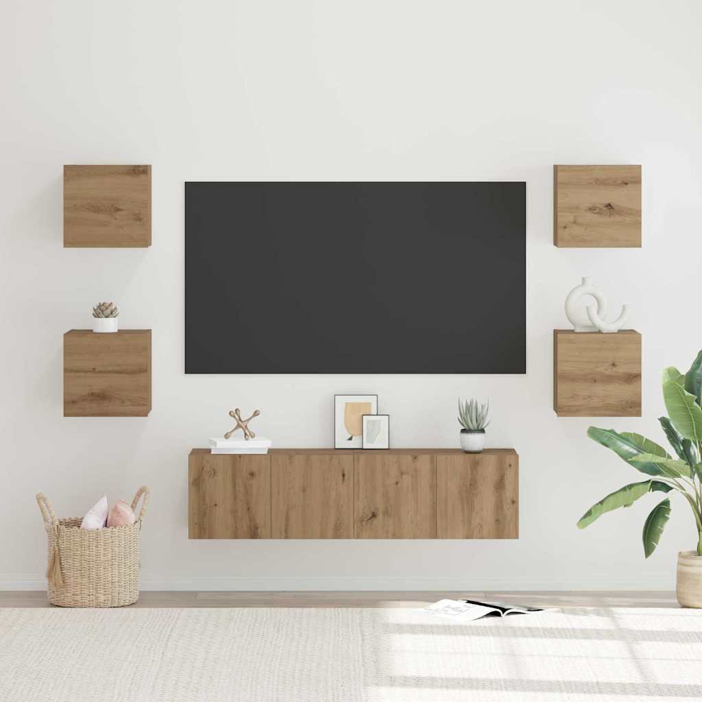 TV Cabinet Set Wall-mounted 6 pcs Artisan oak 60 x 30 x 30 cm