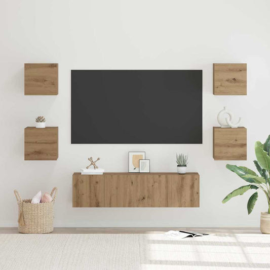 TV Cabinet Set Wall-mounted 6 pcs Artisan oak 60 x 30 x 30 cm