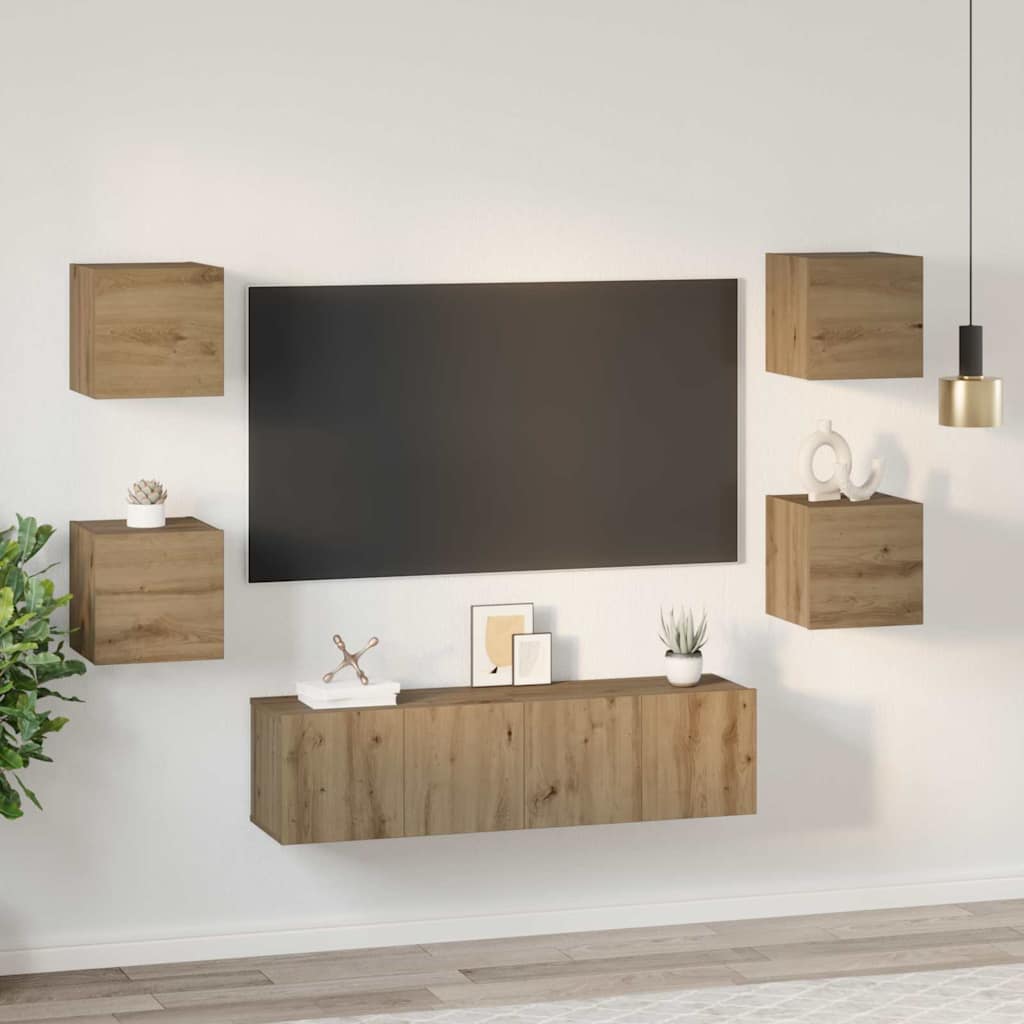 TV Cabinet Set Wall-mounted 6 pcs Artisan oak 60 x 30 x 30 cm