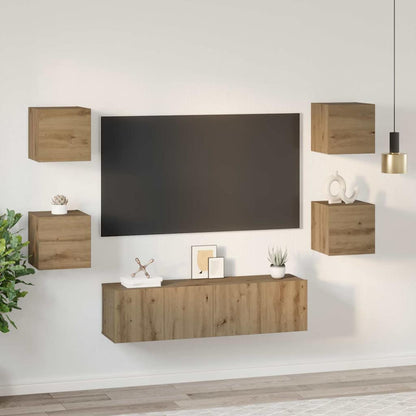 TV Cabinet Set Wall-mounted 6 pcs Artisan oak 60 x 30 x 30 cm