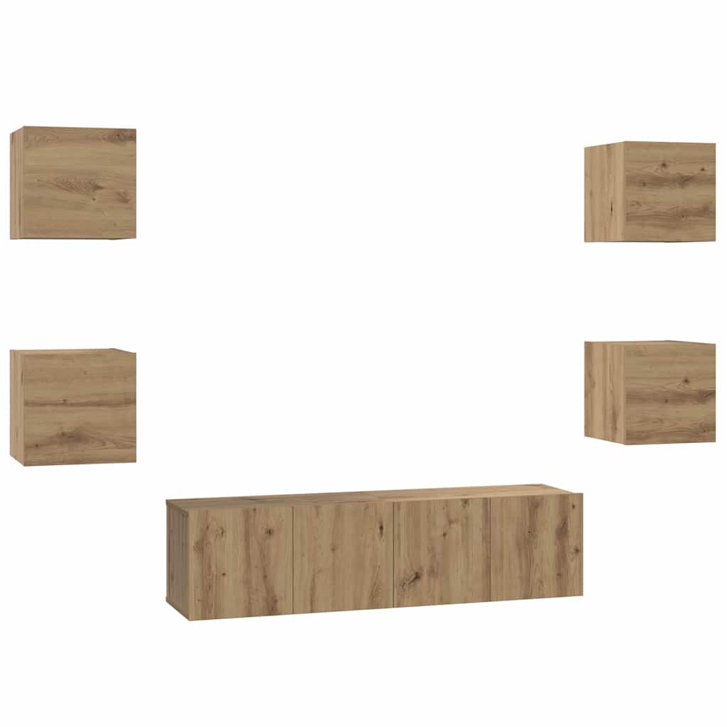 TV Cabinet Set Wall-mounted 6 pcs Artisan oak 60 x 30 x 30 cm