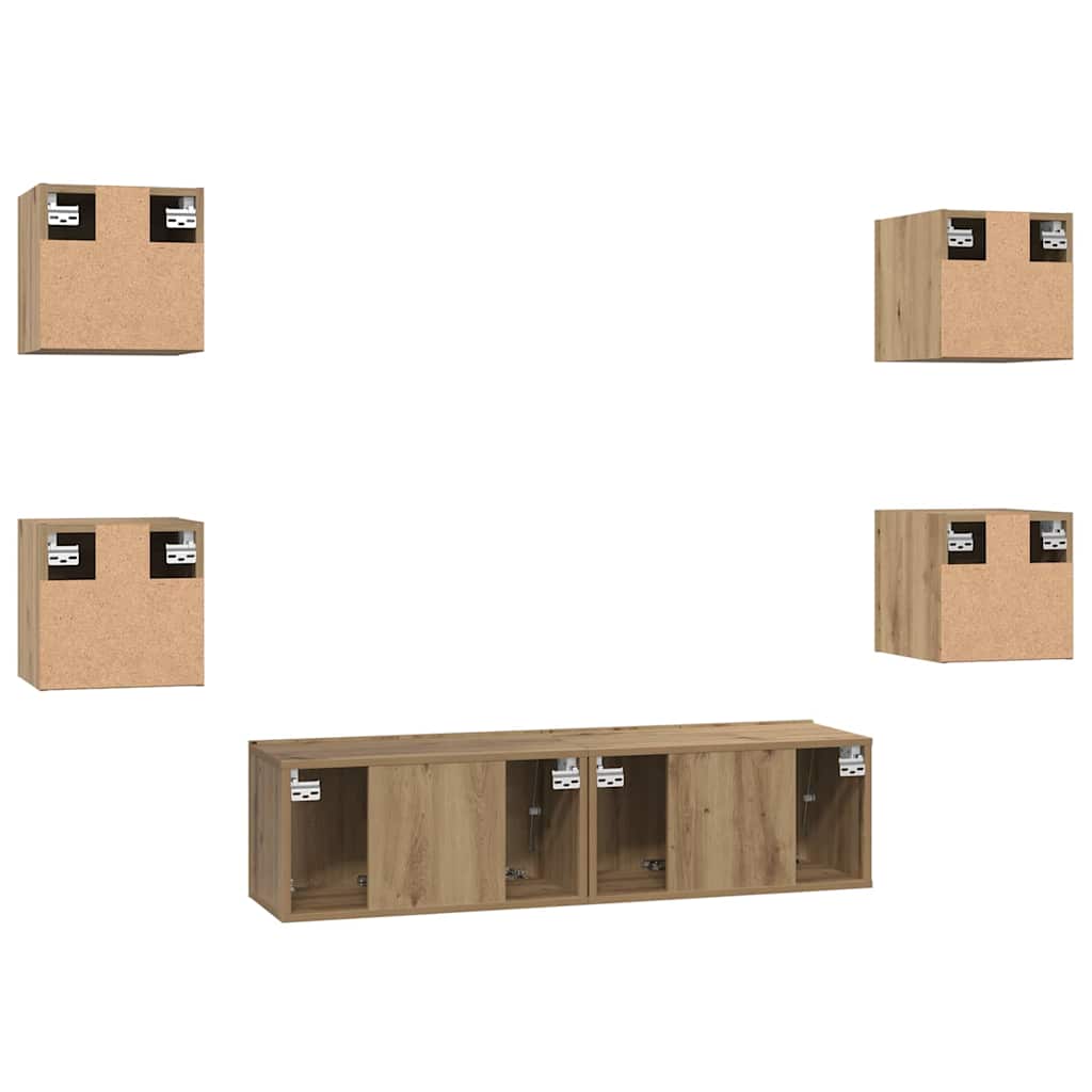 TV Cabinet Set Wall-mounted 6 pcs Artisan oak 60 x 30 x 30 cm
