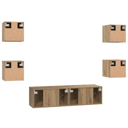 TV Cabinet Set Wall-mounted 6 pcs Artisan oak 60 x 30 x 30 cm