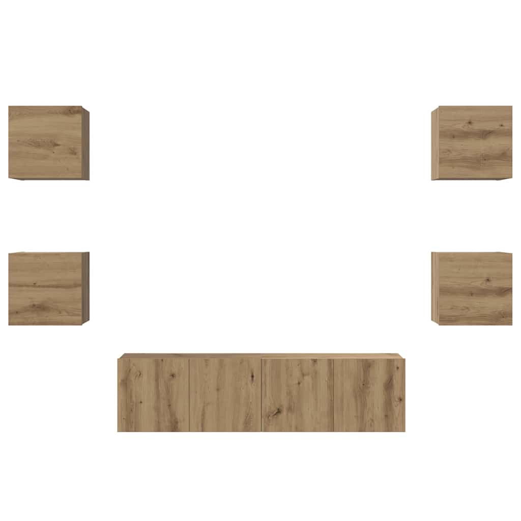 TV Cabinet Set Wall-mounted 6 pcs Artisan oak 60 x 30 x 30 cm
