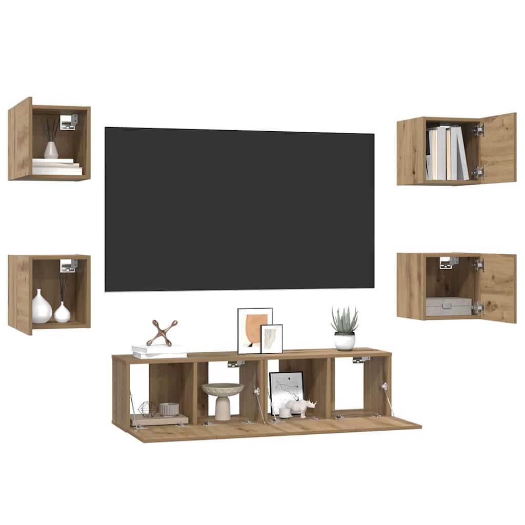 TV Cabinet Set Wall-mounted 6 pcs Artisan oak 60 x 30 x 30 cm
