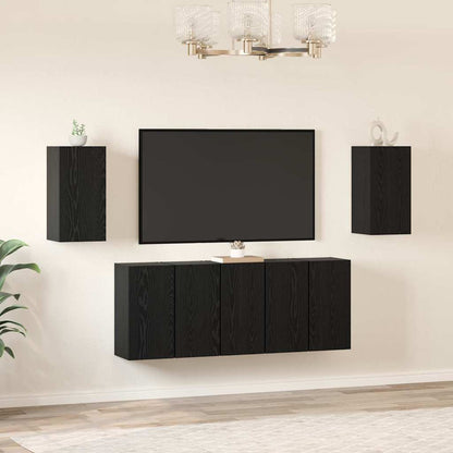 TV Cabinet Set Wall-mounted 7 pcs Black Oak 30.5 x 30 x 60 cm