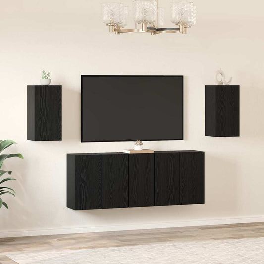 TV Cabinet Set Wall-mounted 7 pcs Black Oak 30.5 x 30 x 60 cm