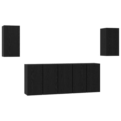 TV Cabinet Set Wall-mounted 7 pcs Black Oak 30.5 x 30 x 60 cm