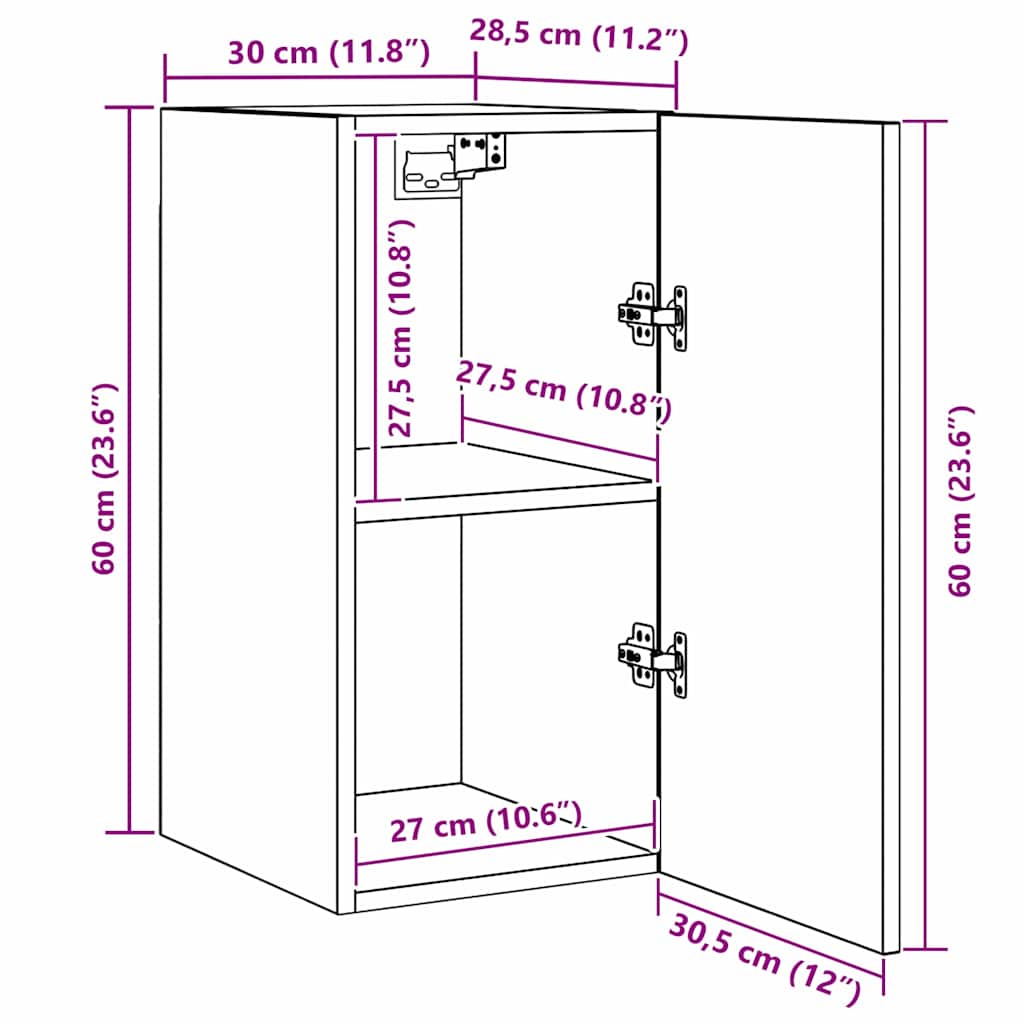 TV Cabinet Set Wall-mounted 7 pcs Black Oak 30.5 x 30 x 60 cm