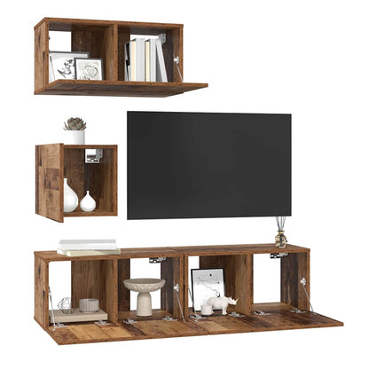 TV Cabinet Set 4 pcs Old wood 60 x 30 x 30 cm Engineered wood