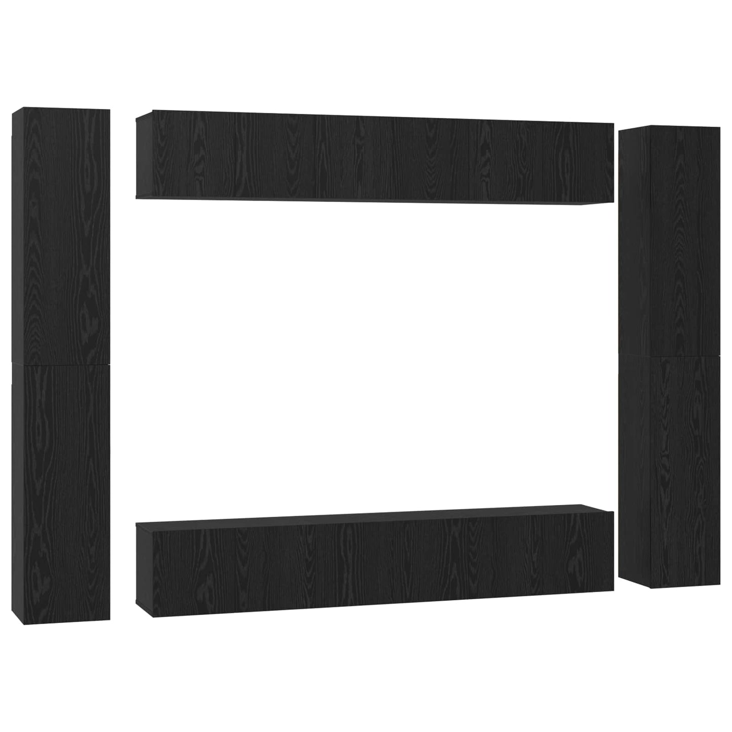 TV Cabinet Set 10 pcs Black oak Medium 30.5 x 30 x 90 cm