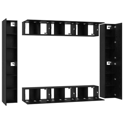 TV Cabinet Set 10 pcs Black oak Medium 30.5 x 30 x 90 cm