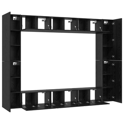 TV Cabinet Set 10 pcs Black oak Medium 30.5 x 30 x 90 cm