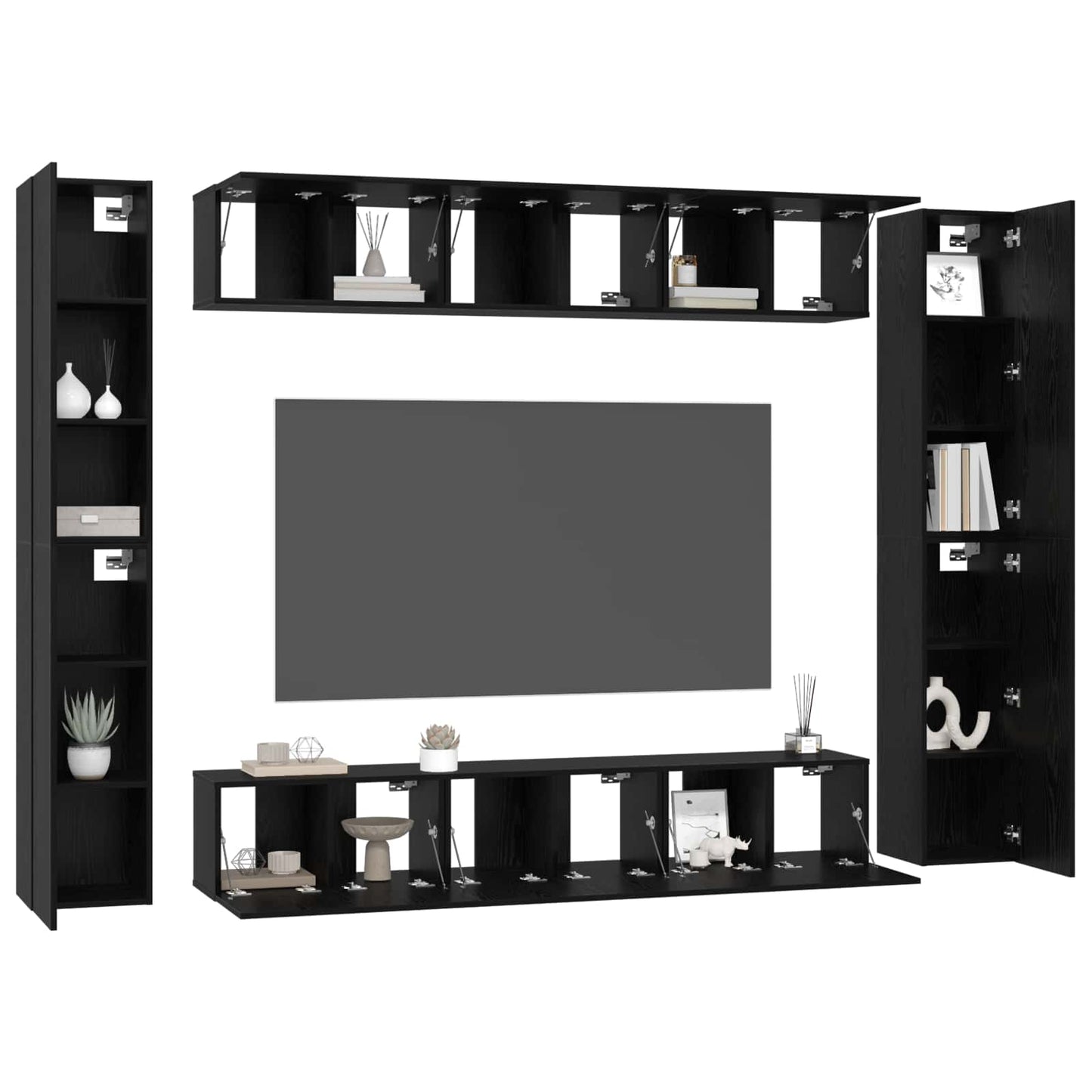 TV Cabinet Set 10 pcs Black oak Medium 30.5 x 30 x 90 cm