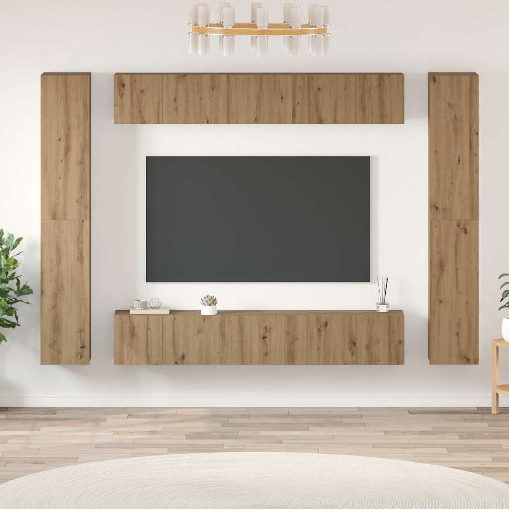 TV Cabinet Set Wall-mounted 10 pcs Artisan oak Engineered Wood