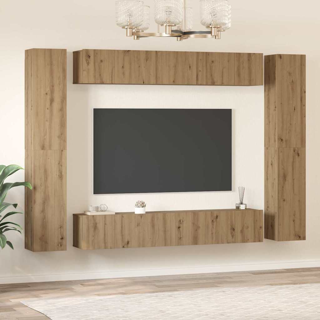 TV Cabinet Set Wall-mounted 10 pcs Artisan oak Engineered Wood