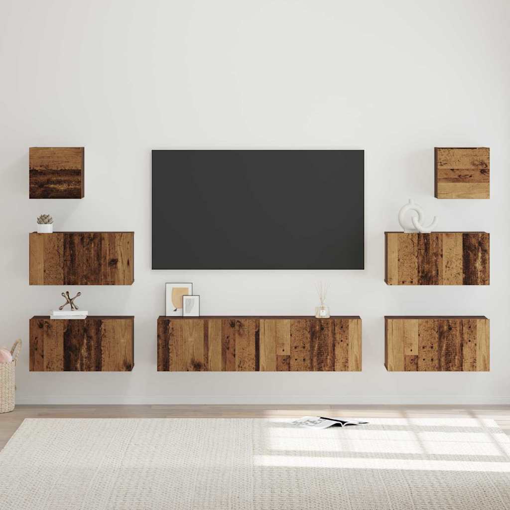 TV Cabinet Set 8 pcs Old wood 60 x 30 x 30 cm Engineered Wood