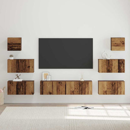 TV Cabinet Set 8 pcs Old wood 60 x 30 x 30 cm Engineered Wood