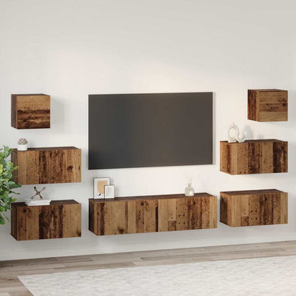 TV Cabinet Set 8 pcs Old wood 60 x 30 x 30 cm Engineered Wood