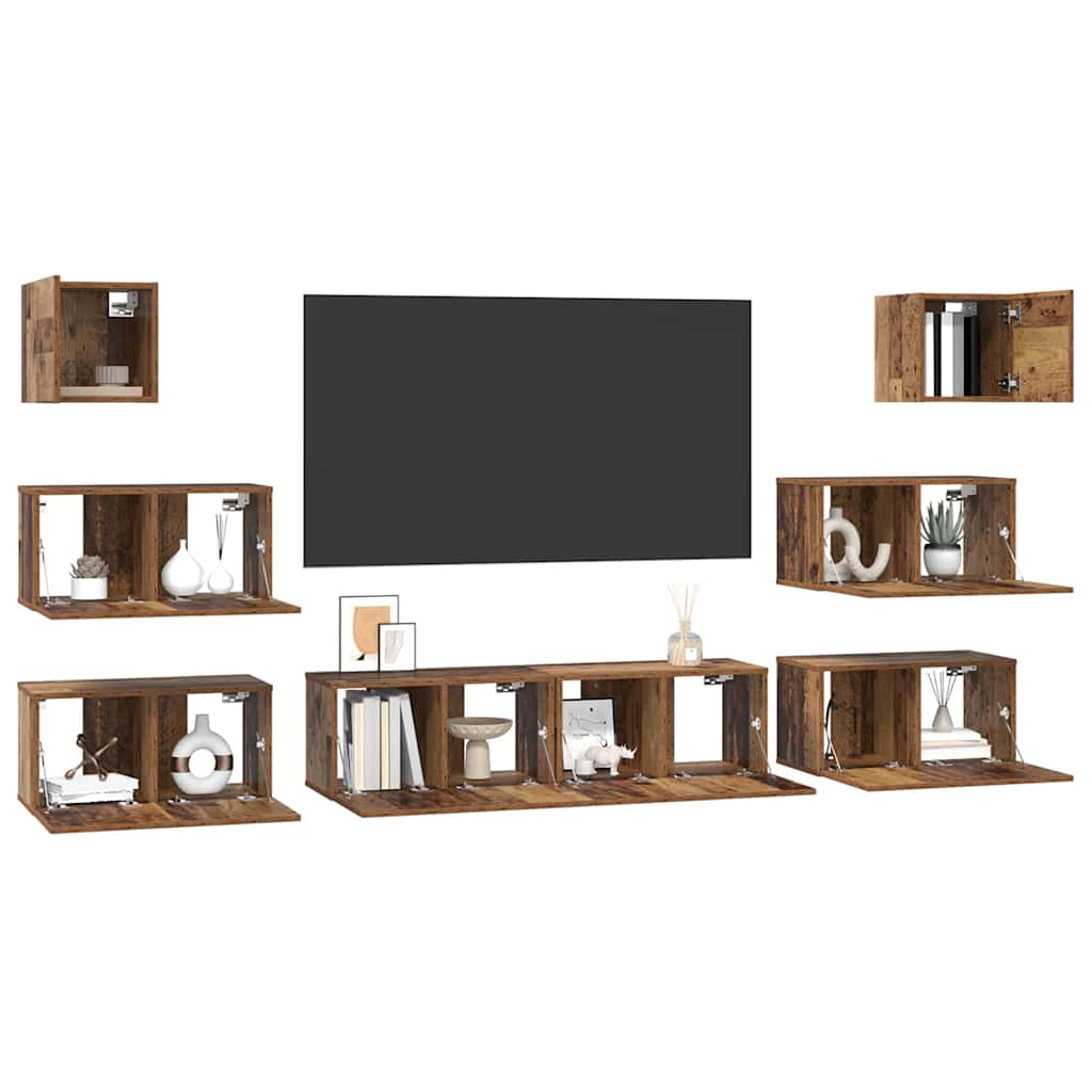 TV Cabinet Set 8 pcs Old wood 60 x 30 x 30 cm Engineered Wood