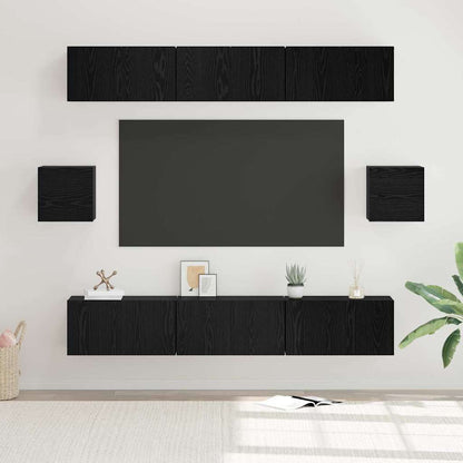 TV Cabinet Set 8 pcs Black oak 60 x 30 x 30 cm Engineered wood