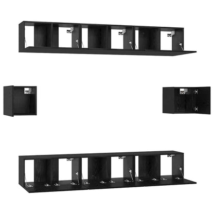 TV Cabinet Set 8 pcs Black oak 60 x 30 x 30 cm Engineered wood