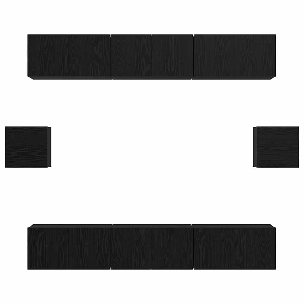 TV Cabinet Set 8 pcs Black oak 60 x 30 x 30 cm Engineered wood